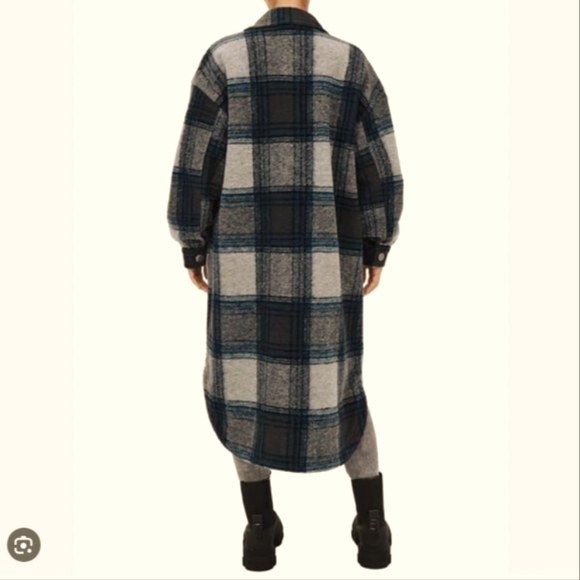 ONLY Plaid Extra Long Shacket Coat M/L - Picture 2 of 8